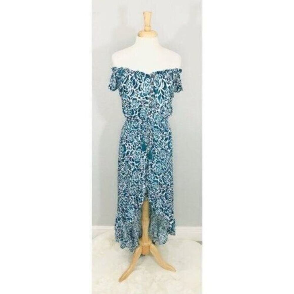 Tiare Hawaii Riviera DressOff the Shoulder Maxi High-Low Mermaid Turquoise, O/S
